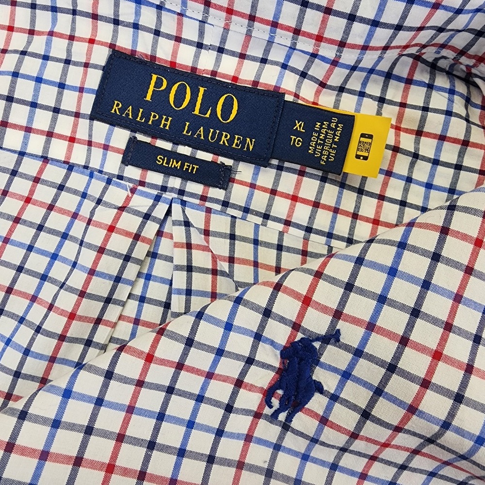 Ralph‎ Lauren Men XL Multicolor Colorful Slim Fit Plaid Long Sleeve Button Shirt